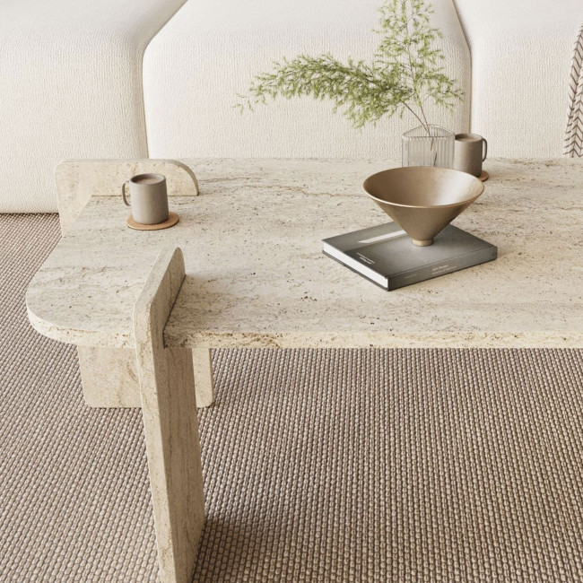 Soleni - Table basse effet travertin 120x60cm