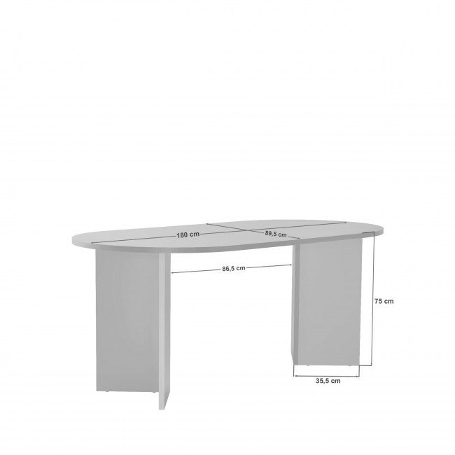 Sam - Table à manger 8 personnes ovale en bois et effet travertin