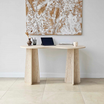 Lina - Bureau effet travertin L120cm