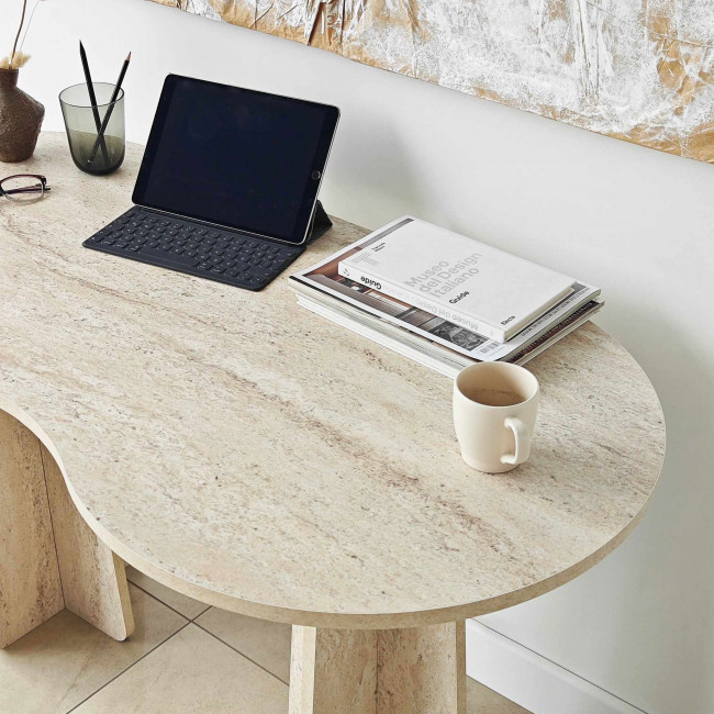 Lina - Bureau effet travertin L120cm