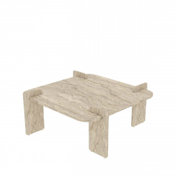 Soleni - Table basse effet travertin 90x90cm