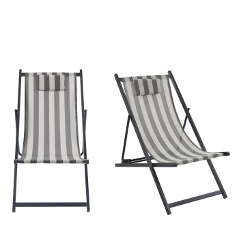 Brisa - Lot de 2 chiliennes à rayures et aluminium