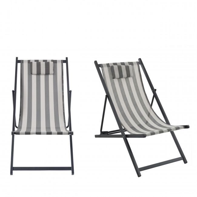 Brisa - Lot de 2 chiliennes à rayures et aluminium