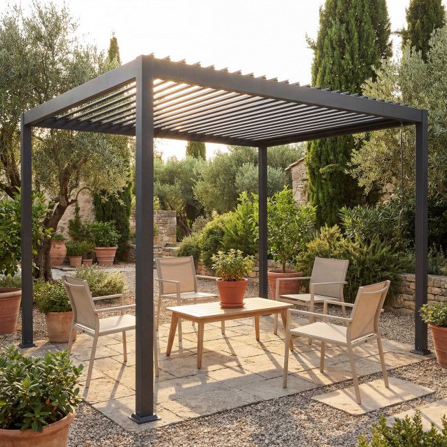 Tero - Pergola bioclimatique en aluminium 4x3m - anthracite