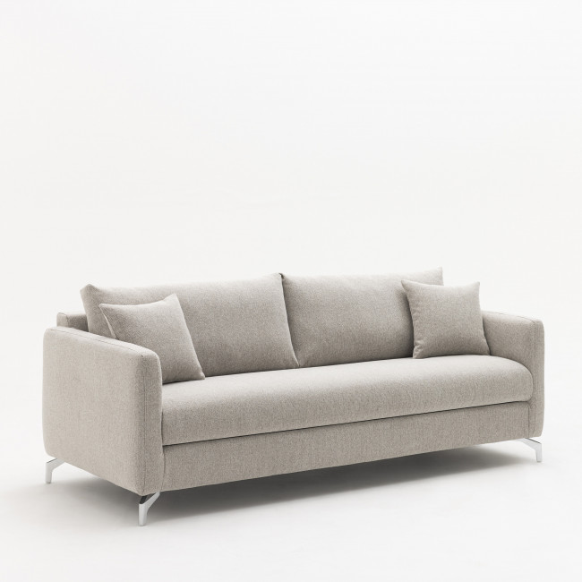 Steffen - Canapé droit 3 places en tissu et pieds chrome