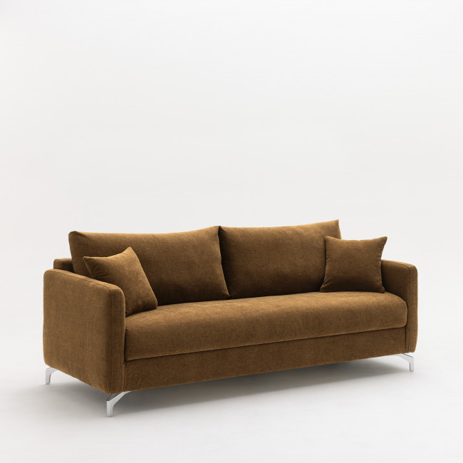 Steffen - Canapé convertible 3 places en tissu et pieds chrome