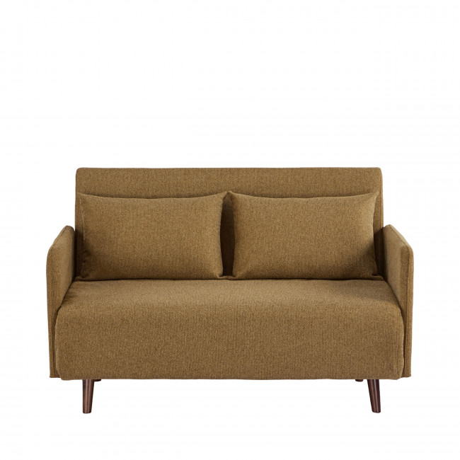 Belushi - Canapé convertible 2 places en tissu pieds bois foncé