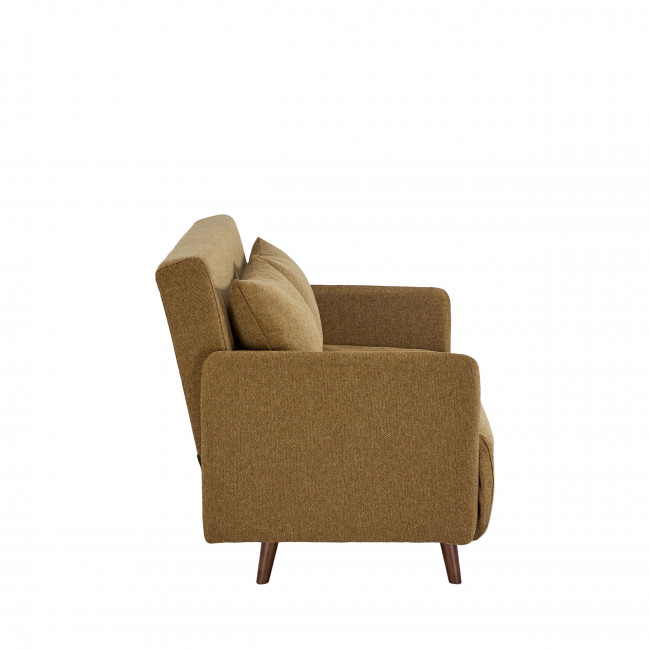 Belushi - Canapé convertible 2 places en tissu pieds bois foncé
