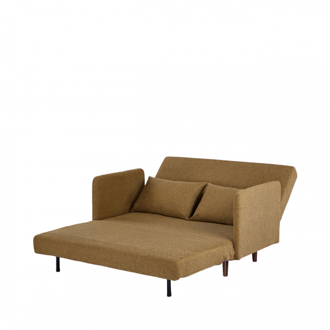 Belushi - Canapé convertible 2 places en tissu pieds bois foncé