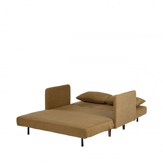 Belushi - Canapé convertible 2 places en tissu pieds bois foncé