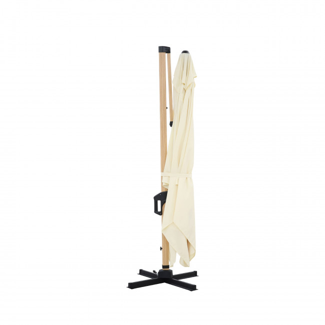 Veya - Parasol rectangulaire déporté en aluminium et effet bois 3x4m