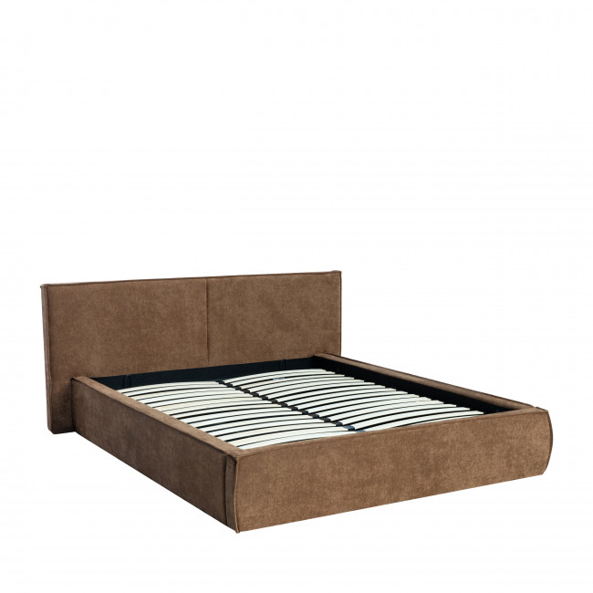 Liberia - Lit coffre en tissu chenille 160x200cm