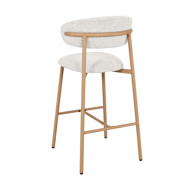 Draco - Lot de 2 chaises de bar en tissu pieds effet bois clair H65cm