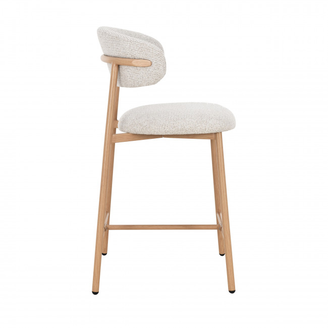 Draco - Lot de 2 chaises de bar en tissu pieds effet bois clair H65cm