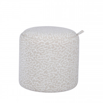 Zoé - Pouf rond imprimé animal avec plateau et rangement ø40cm