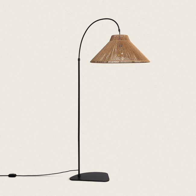 Vano - Lampadaire en métal avec abat-jour en corde H155cm