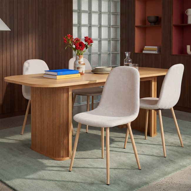 Bella - Lot de 2 chaises en tissu piètement effet bois