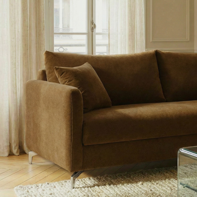 Steffen - Canapé convertible 3 places en tissu et pieds chrome