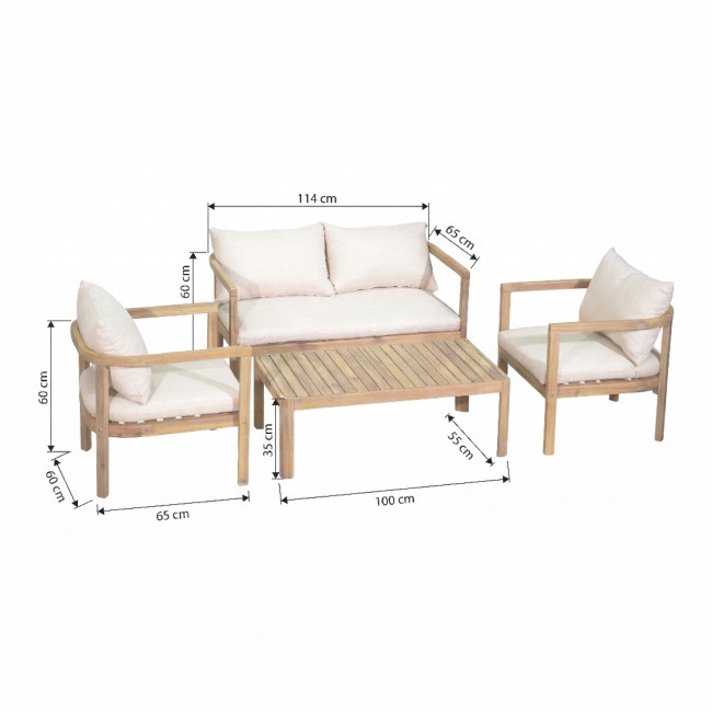 Mirana - Salon de jardin 4 personnes en bois d'acacia
