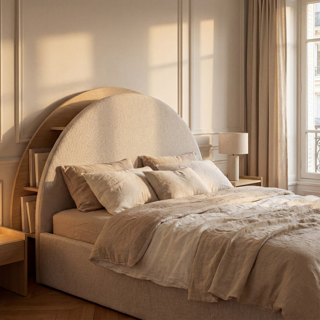 Brie - Lit coffre en tissu avec rangements intégrés 140x190cm