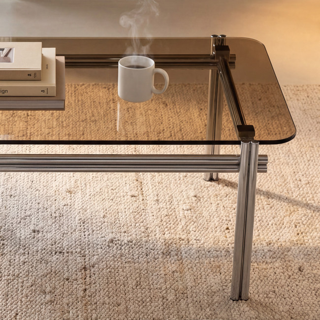 Barlow - Table basse en verre pieds chrome