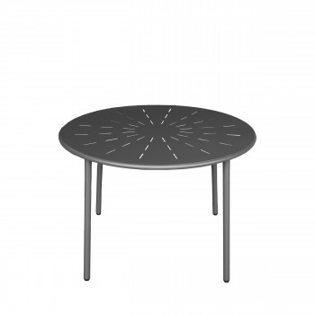 Zola - Table à manger de jardin 4 personnes ronde en métal 