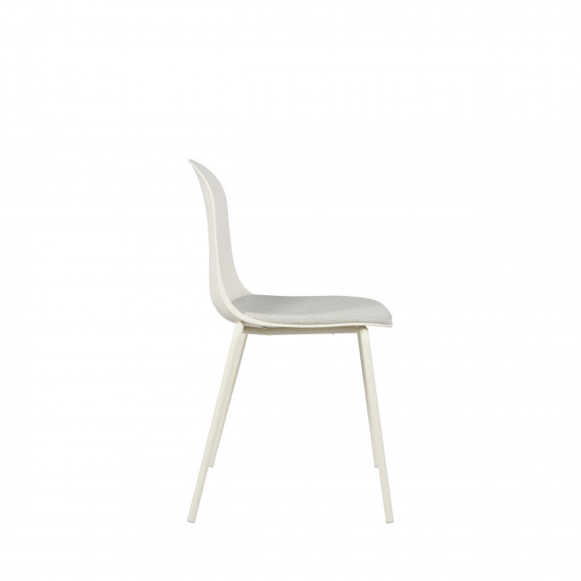Linda - Lot de 2 chaises en tissu et métal pieds beiges