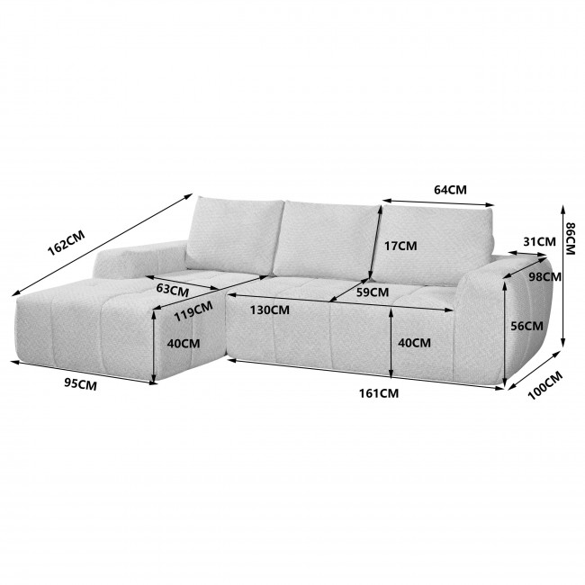 Louis - Canapé d'angle gauche en tissu