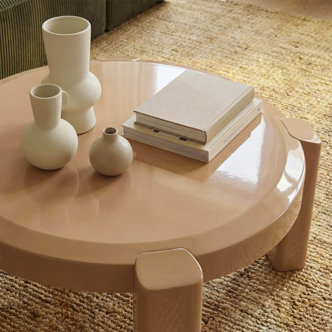 Lori - Table basse ronde en bois laqué ø87,5cm