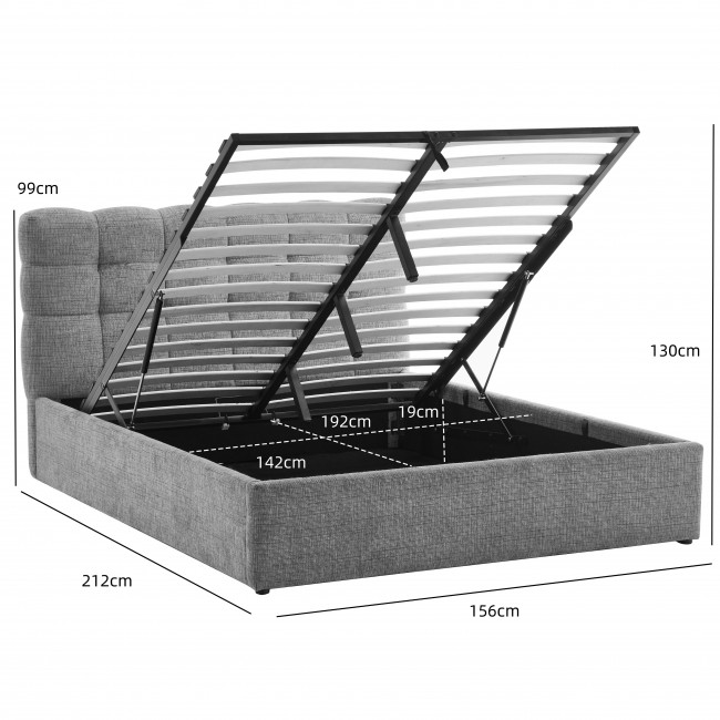 Acara - Lit coffre matelassé en tissu 140x190cm