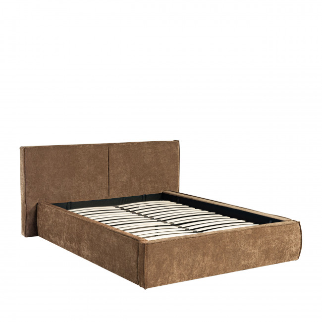 Liberia - Lit coffre en tissu chenille 140x190cm