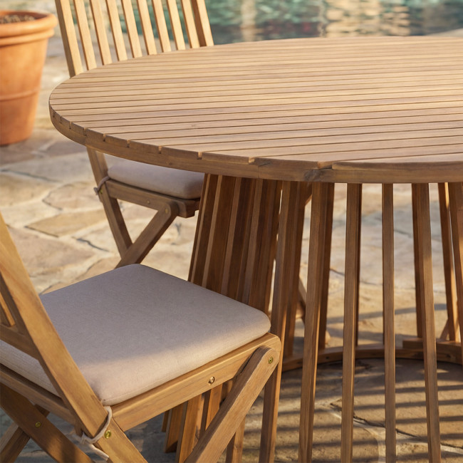 Boro - Table à manger de jardin 6 personnes ronde en bois d'acacia ø 150 cm