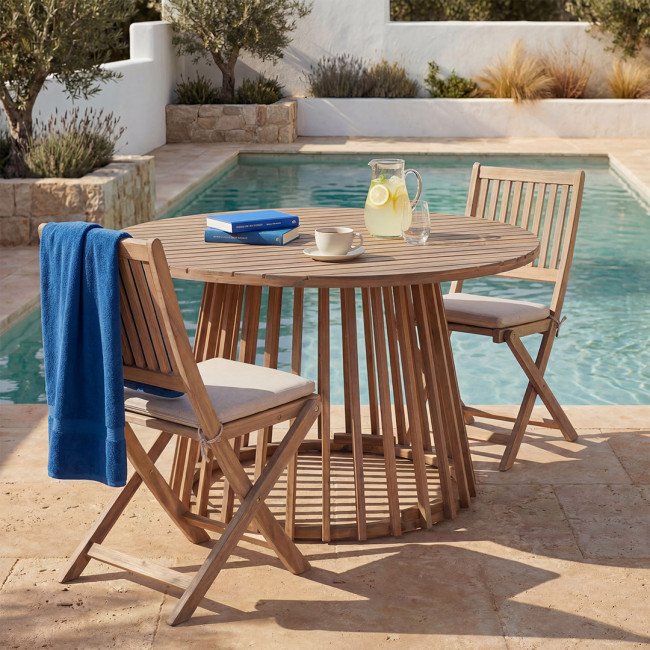 Lina - Lot de 2 chaises pliantes de jardin en bois