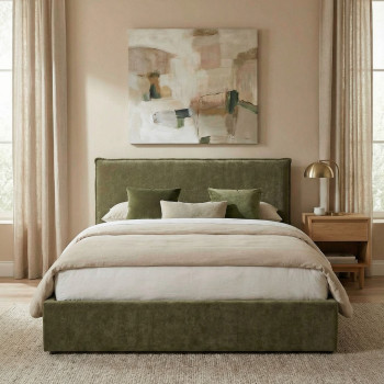 Cama -  Lit coffre en tissu 140x190cm