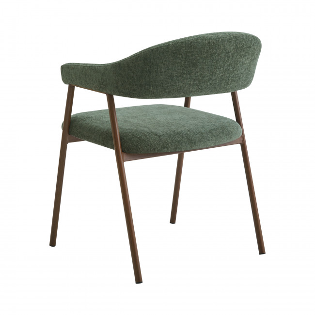 Leon - Lot de 2 fauteuils de table en tissu piètement effet bois foncé