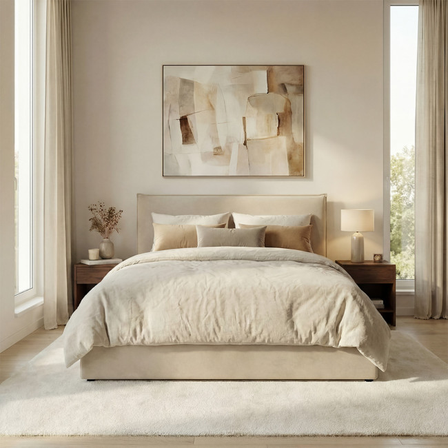Cama -  Lit coffre en tissu 160x200cm