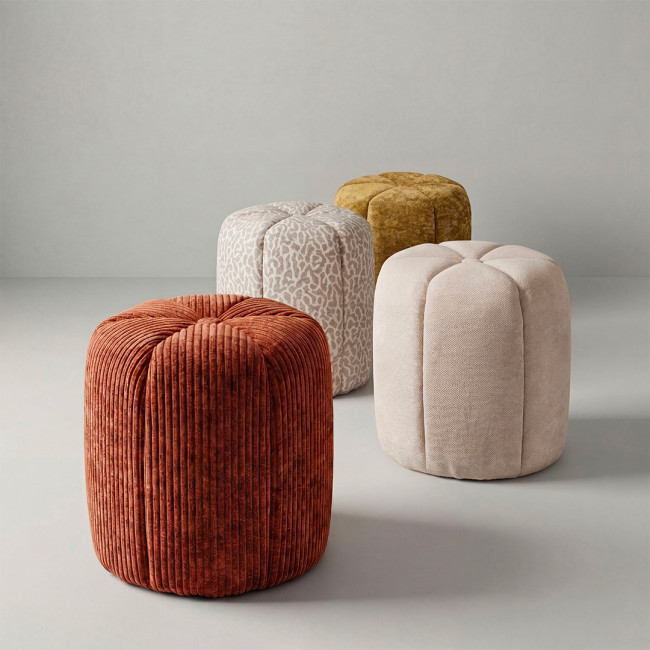 Flower - Pouf rond en velours côtelé ø38cm