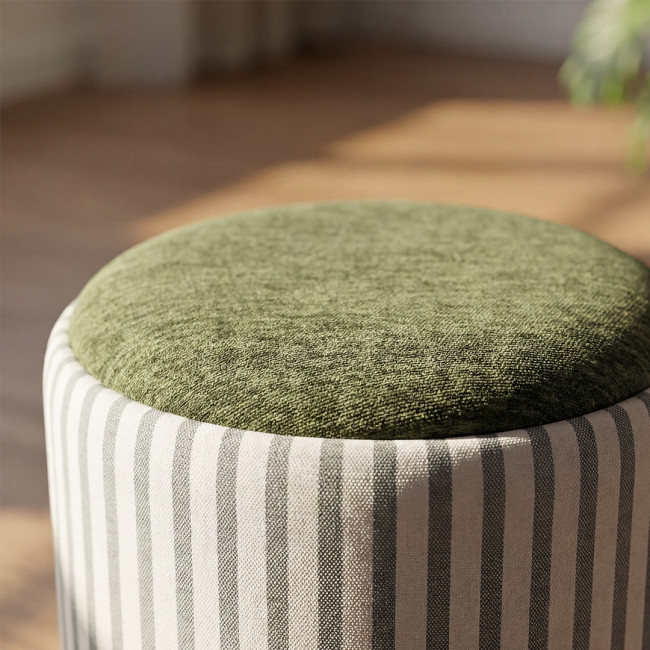 Zoé - Pouf rond en tissu avec plateau et rangement ø40cm
