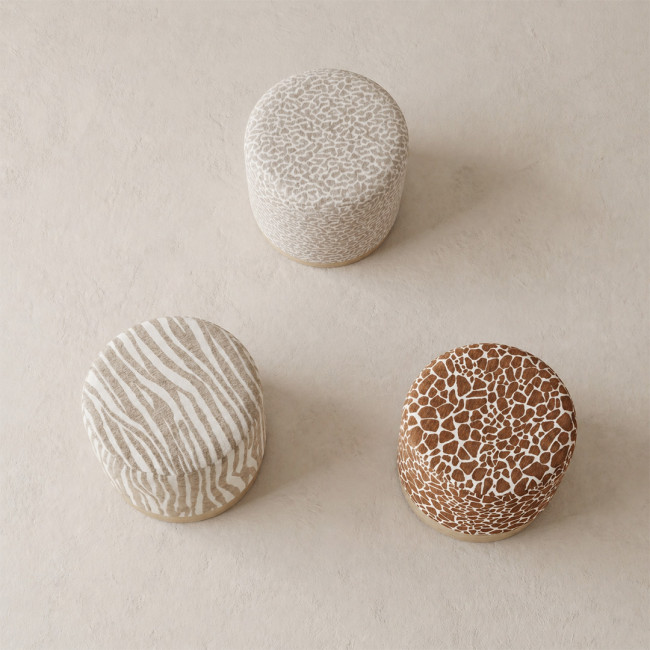 Wild - Pouf rond en tissu imprimé animal ø40cm