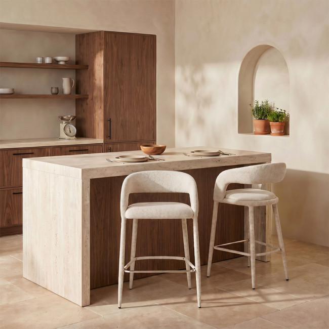 Romy - Lot de 2 chaises de bar en tissu H75cm