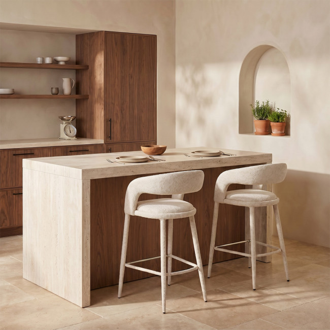 Romy - Lot de 2 chaises de bar en tissu H75cm