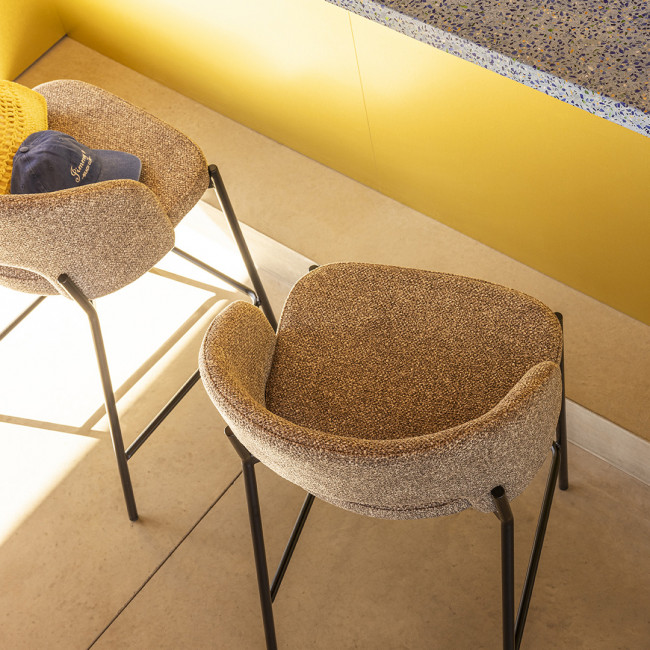Soren - Lot de 2 chaises de bar en tissu et métal H65cm