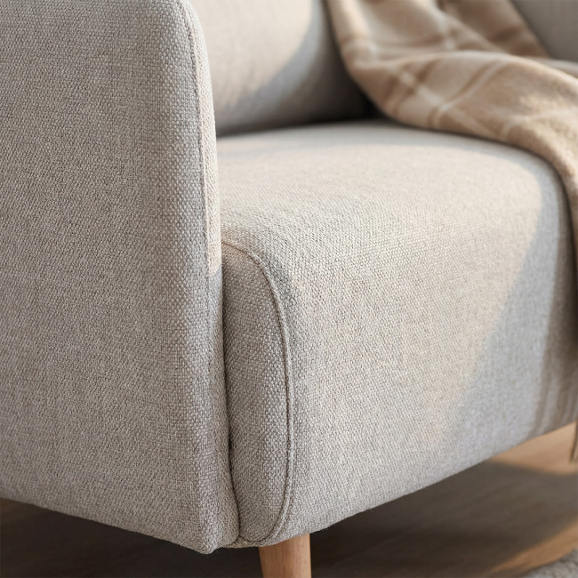 Belushi - Fauteuil convertible en tissu pieds bois clair