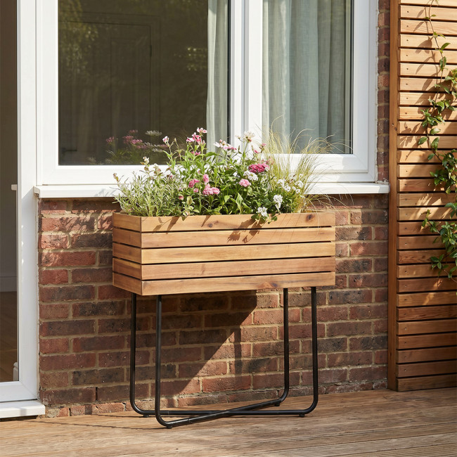 Kora - Jardinière en bois et métal H62cm