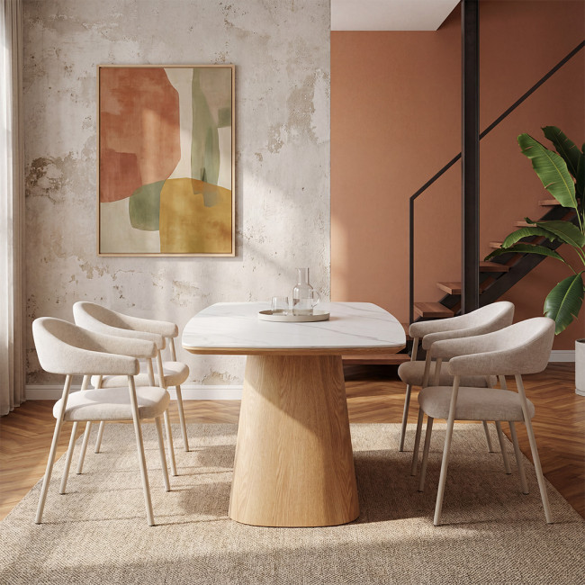 Leon - Lot de 2 fauteuils de table en tissu et métal