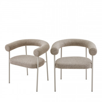 Olympe - Lot de 2 fauteuils de table en tissu pieds beige