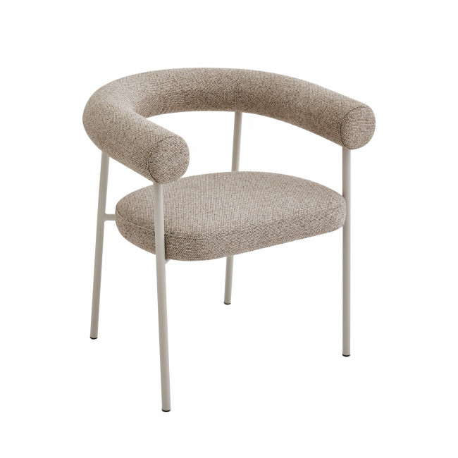 Olympe - Lot de 2 fauteuils de table en tissu pieds beige