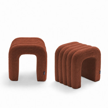 Mui - Lot de 2 tabourets rembourrés en tissu bouclette