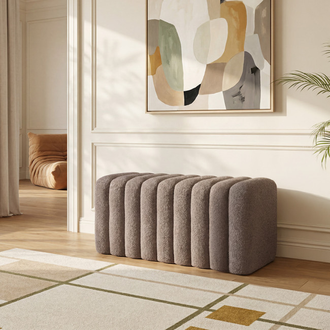Leto - Banc rembourré en tissu bouclette L79cm