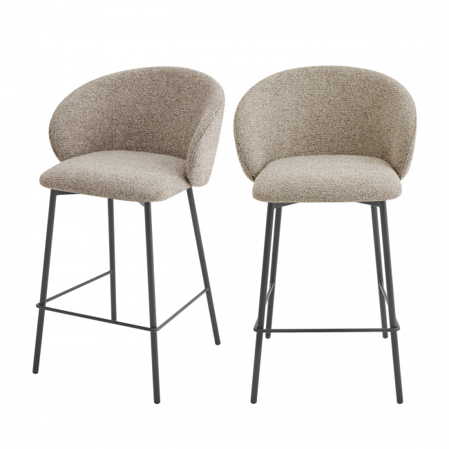 Valom - Lot de 2 tabourets de bar en tissu et métal H66cm